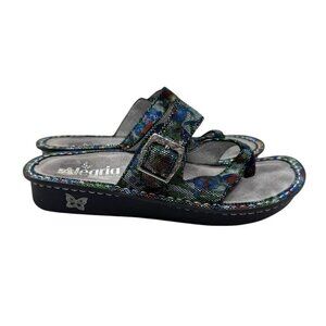 Alegria Valentina Aqua Flora thong sandals womens size 38 8 leather